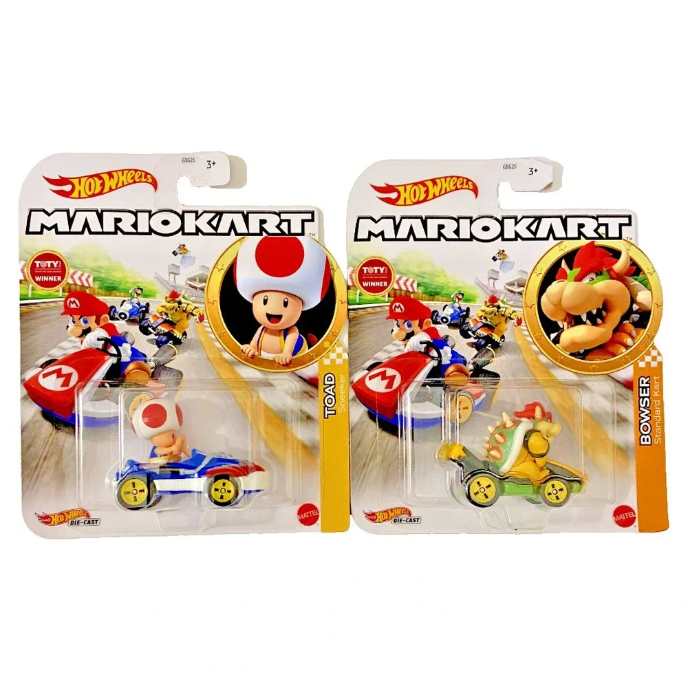 TOAD & BOWSER Hot Wheels Mario Kart Die-Cast Race Karts Cars